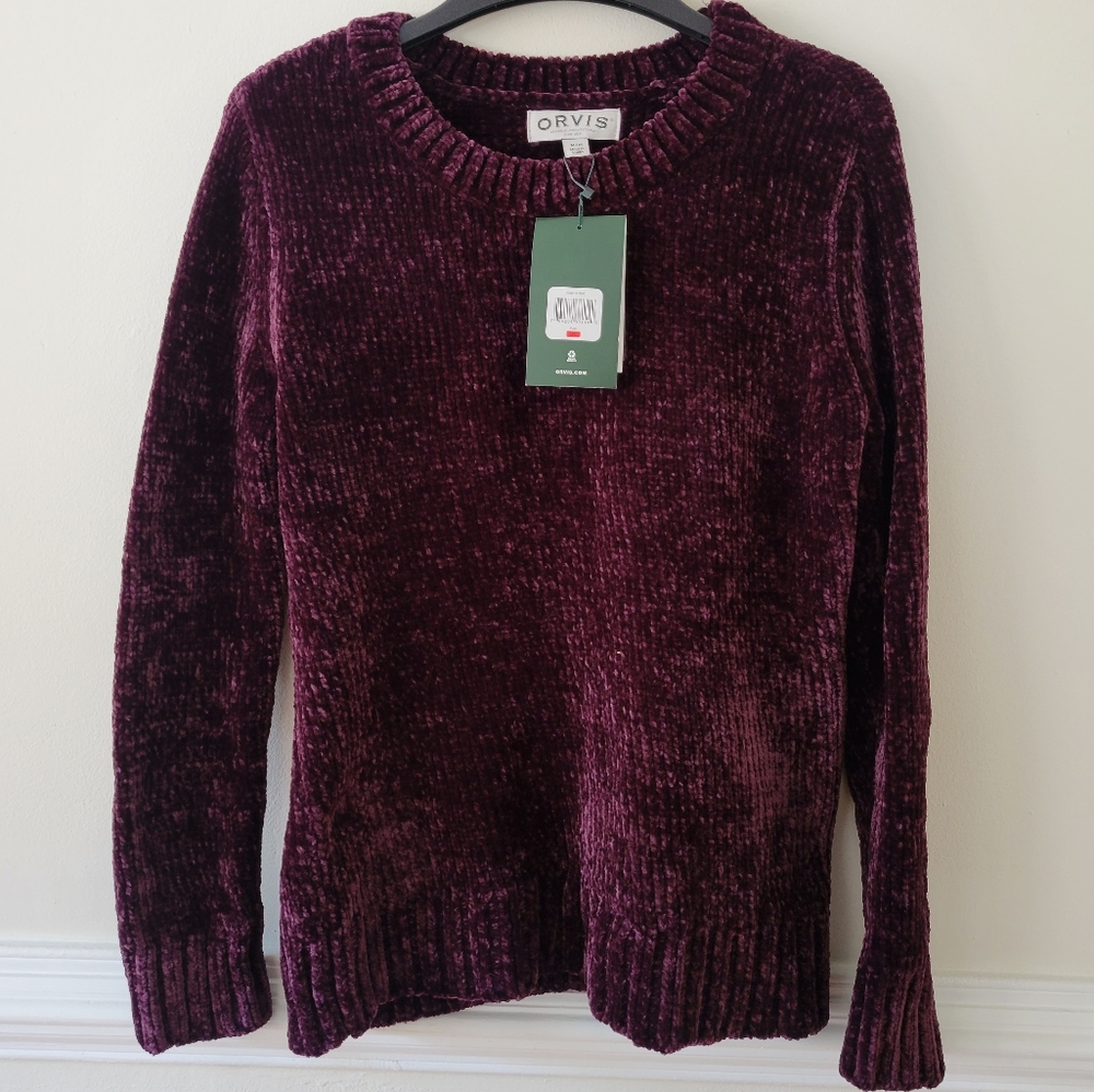 NWT Orvis Plum Chenille Sweater